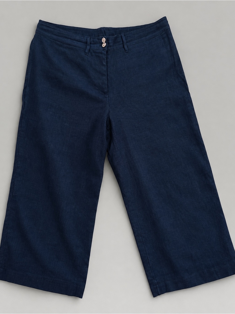 J. Jill Deep Navy Wide-Leg Cropped Linen Pants